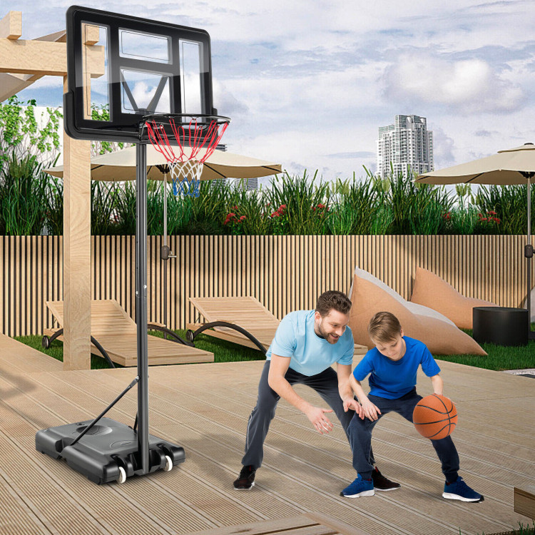4.25-10 Feet Adjustable Basketball Hoop System with 44 Inch BackboardCostway Gallery View 2 of 10